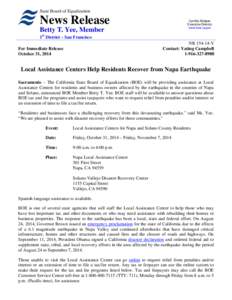 California State Board of Equalization News Release