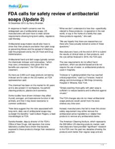 FDA calls for safety review of antibacterial soaps (Update 2)