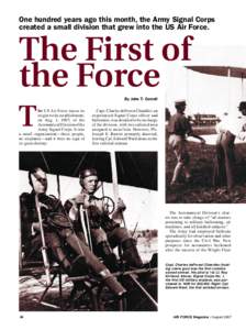 One hundred years ago this month, the Army Signal Corps created a small division that grew into the US Air Force.
