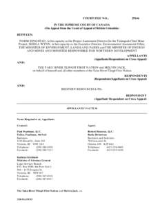 COURT FILE NO.:  29146 IN THE SUPREME COURT OF CANADA (On Appeal from the Court of Appeal of British Columbia)