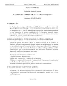 Defensoría del Pueblo  Unidad de Auditoría Interna PE – Resumen Ejecutivo