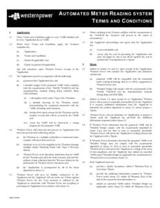 AUTOMATED METER READING SYSTEM TERMS AND CONDITIONS 1. Application