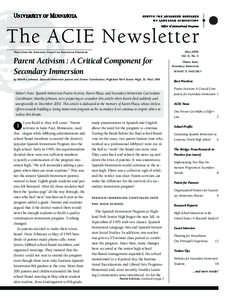 The ACIE Newsletter May 2003 Vol. 6, No. 3 News from the American Council on Immersion Education
