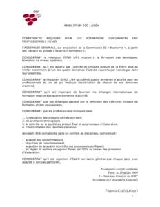 RESOLUTION ECO[removed]COMPETENCES REQUISES PROFESSIONNELS DU VIN