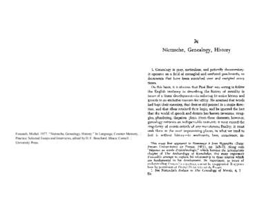 Foucault, Michel. 1977. “Nietzsche, Genealogy, History.” In Language, Counter-Memory, Practice: Selected Essays and Interviews, edited by D. F. Bouchard. Ithaca: Cornell University Press. 