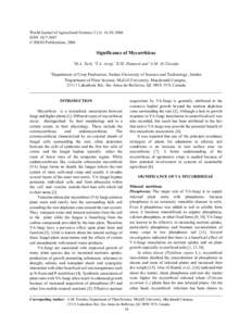 World Journal of Agricultural Sciences 2 (1): 16-20, 2006 ISSN[removed] © IDOSI Publications, 2006 Significance of Mycorrhizae 1