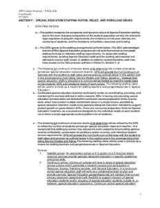 SPS Counter Proposal – PACKAGE CertificatedSECTION F: SPECIAL EDUCATION STAFFING RATIOS, RELIEF, AND WORKLOAD ISSUES 1.