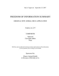 Date of Approval: September 25, 2007  FREEDOM OF INFORMATION SUMMARY ORIGINAL NEW ANIMAL DRUG APPLICATION  NADA