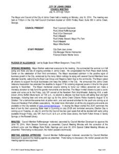 City of Johns Creek[removed]Council Meeting Minutes-Approved