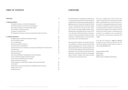 TABLE OF CONTENTS  FOREWORD The Helsinki Process on Globalization and Democracy