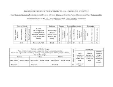 First language / Enumerated type / New York / Elections in the United States / Politics of the United States / Sons of the American Revolution / United States Census / Franklin D. Roosevelt