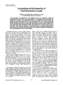 Memory & Cognition 1982, Vol),Acquisition of the hierarchy of tonal functions in music CAROL L. KRUMHANSL and FRANK C. KEIL