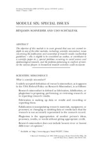 Developing World Bioethics ISSNprint); online) Volume 5 NumberMODULE SIX: SPECIAL ISSUES BENJAMIN SCHNEIDER AND UDO SCHÜKLENK