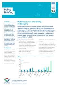 Economy of Botswana / Mining in Botswana / Mining industry of Botswana / Mining / Debswana / Groundwater / Water supply / Damtshaa diamond mine / Water resources / Water / Hydrology / Water management