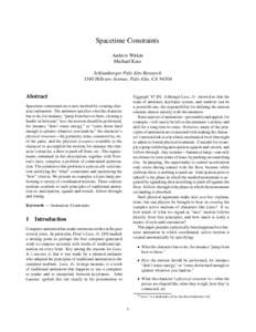 Spacetime Constraints Andrew Witkin Michael Kass Schlumberger Palo Alto Research 3340 Hillview Avenue, Palo Alto, CA 94304