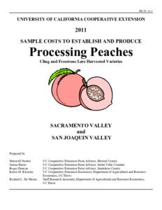 PH-SV[removed]UNIVERSITY OF CALIFORNIA COOPERATIVE EXTENSION 2011 SAMPLE COSTS TO ESTABLISH AND PRODUCE