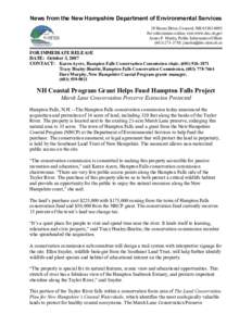 News from the New Hampshire Department of Environmental Services  29 Hazen Drive, Concord, NH 03302­0095  For information online, visit www.des.nh.gov  James P. Martin, Public Information Office