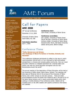 AME Forum  Volume 24, Number 1, Winter 2008 AM E Lea der s President: James Conroy