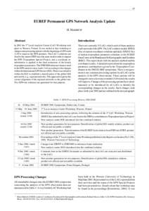 43  EUREF Permanent GPS Network Analysis Update H. HABRICH1  Abstract