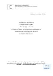 EUROPEAN COMMISSION HEALTH & CONSUMER PROTECTION DIRECTORATE-GENERAL Directorate F - Food and Veterinary Office DG(SANCO[removed] – FINAL