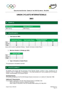 QUALIFICATION SYSTEM – GAMES OF THE XXXI OLYMPIAD – RIO[removed]UNION CYCLISTE INTERNATIONALE BMX A.