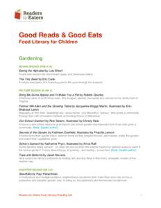 Good Reads & Good Eats Food Literary for Children Gardening BOARD BOOKS (PRE K-K)  Eating the Alphabet by Lois Ehlert