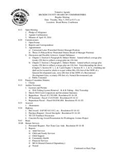 Tentative Agenda BECKER COUNTY BOARD OF COMMISSIONERS Regular Meeting Date: Tuesday, May 3, 2016 at 8:15 a.m. Location: Board Room, Courthouse