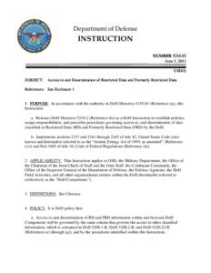 Department of Defense  INSTRUCTION NUMBER[removed]June 3, 2011 USD(I)