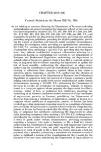 CHAPTER[removed]Council Substitute for House Bill No[removed]An act relating to taxation; directing the Department of Revenue to develop and implement an amnesty program for taxpayers subject to the state and local taxes 