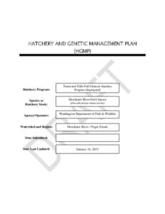 HATCHERY AND GENETIC MANAGEMENT PLAN