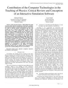 Operations research / Simulation / Information and communication technologies in education / Science education / Constructivism / Scientific modelling / Computer science / Roy Pea / Education / Educational psychology / Educational technology