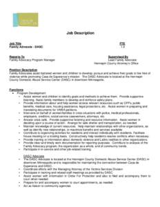 Job Description Job Title Family Advocate - DASC Reports To Family Advocacy Program Manager