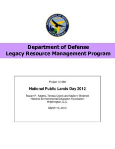 Department of Defense Legacy Resource Management Program Project[removed]National Public Lands Day 2012