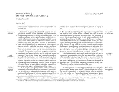 Francisco Suárez, S. J. DE FINE HOMINIS DISP. 4, SECT. 21 © Last revision: April 16, 2013