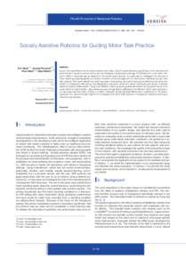 PALADYN Journal of Behavioral Robotics  Research Article · DOI: s13230 · JBR · 2(4) · 2011 · Socially Assistive Robotics for Guiding Motor Task Practice