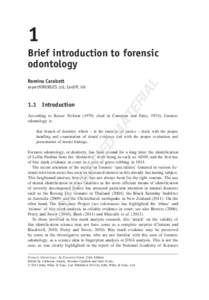 1 Brief introduction to forensic odontology AL
