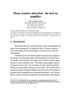 Phase sensitive detection: the lock-in amplifier by Dr. G. Bradley Armen