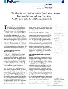 The Administrative Conference of the United States: Recommendations to Advance CrossAgency Collaboration under the GPRA Modernization Act