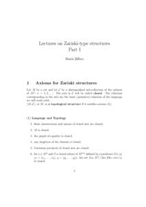 Lectures on Zariski-type structures Part I Boris Zilber 1