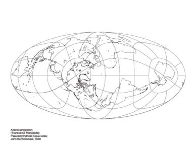 Atlantis projection; (Transverse Mollweide); Pseudocylindrical; Equal-area; John Bartholomew; 1948  