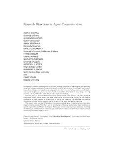Research Directions in Agent Communication AMIT K. CHOPRA University of Trento