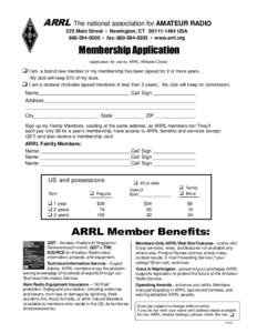 ARRL  The national association for AMATEUR RADIO 225 Main Street • Newington, CT[removed]USA[removed] • fax: [removed] • www.arrl.org