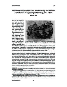 Noll  Federal History 2009 Lincoln’s Greenback Mill: Civil War Financing and the Start of the Bureau of Engraving and Printing, 1861–1863*