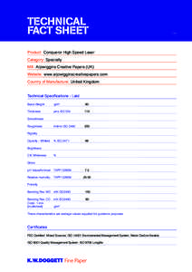 Technical Data - Conqueror High Speed Laser 4