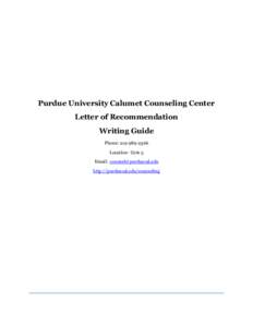 Tips for Letters of Recommendation - from the Purdue University Calumet Counseling Center