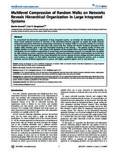 Multilevel Compression of Random Walks on Networks Reveals Hierarchical Organization in Large Integrated Systems Martin Rosvall1*, Carl T. Bergstrom2,3 1 Integrated Science Lab, Department of Physics, Umea˚ University, 