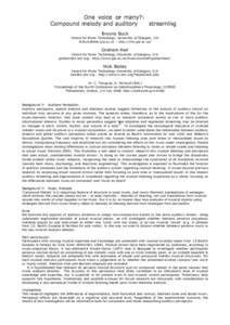 One voice or many?: Compound melody and auditory streaming Bryony Buck Centre for Music Technology, University of Glasgow, U.K.  – http://cmt.gla.ac.uk/