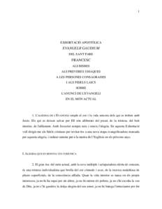 1  EXHORTACIÓ APOSTÒLICA EVANGELII GAUDIUM DEL SANT PARE