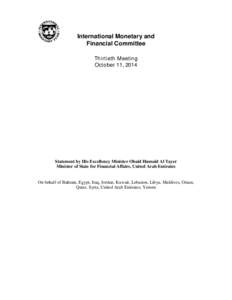 IMFC Statement by His Excellency Minister Obaid Humaid Al Tayer, Minister of State for Financial Affairs, United Arab Emirates; October 11, 2014