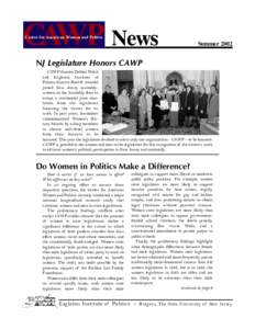 CAWP News Center for American Women and Politics Summer[removed]NJ Legislature Honors CAWP